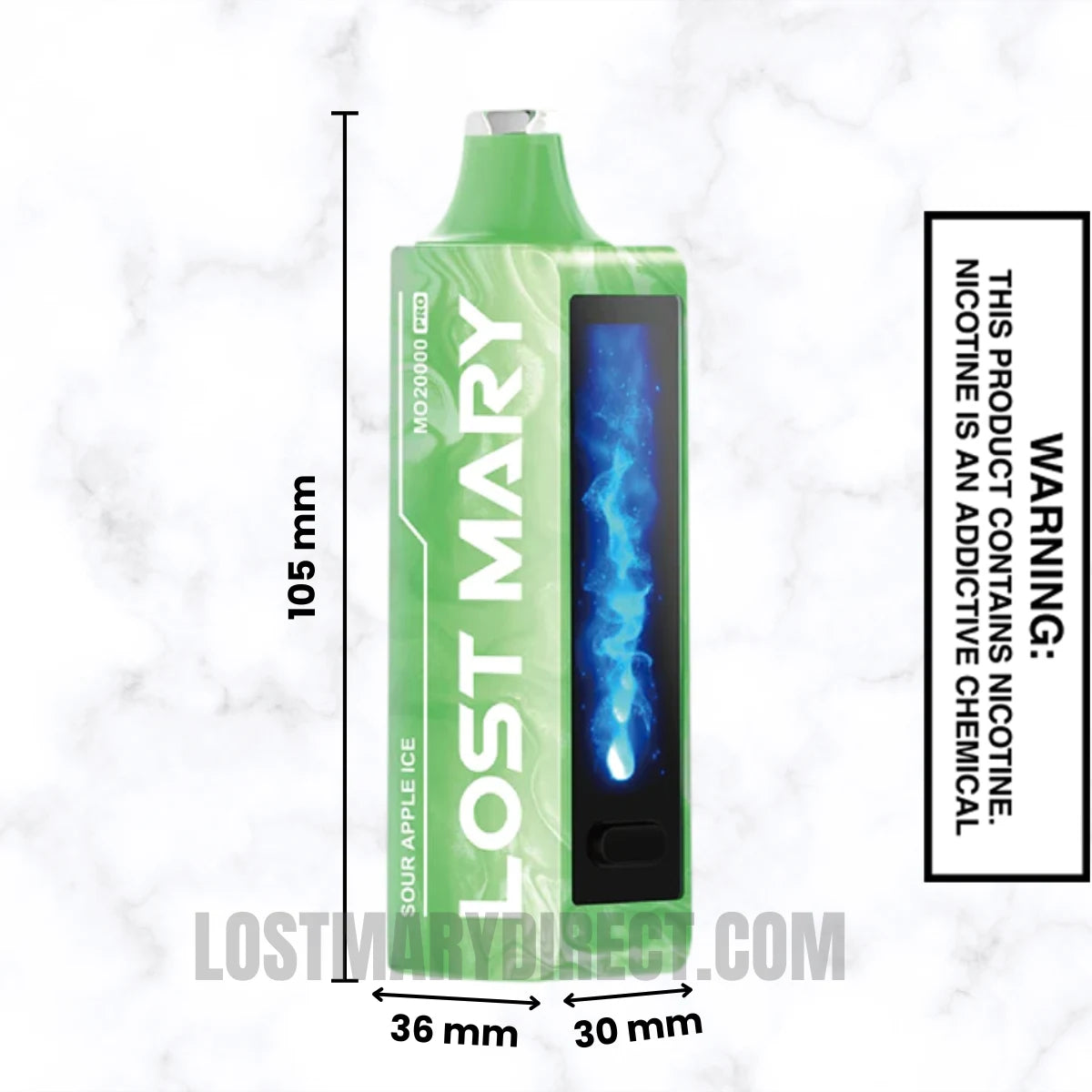 Sour Apple Ice Lost Mary MO20000 PRO Diposable Vape Dimension