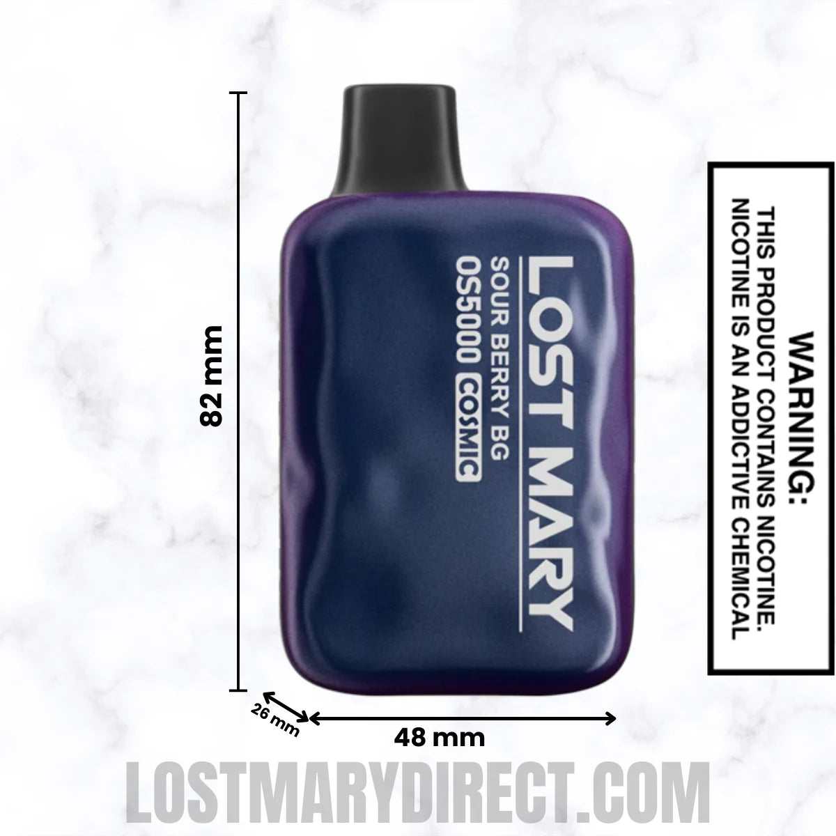 Sour Berry BG Lost Mary OS5000 Cosmic Edition Vape Dimensions