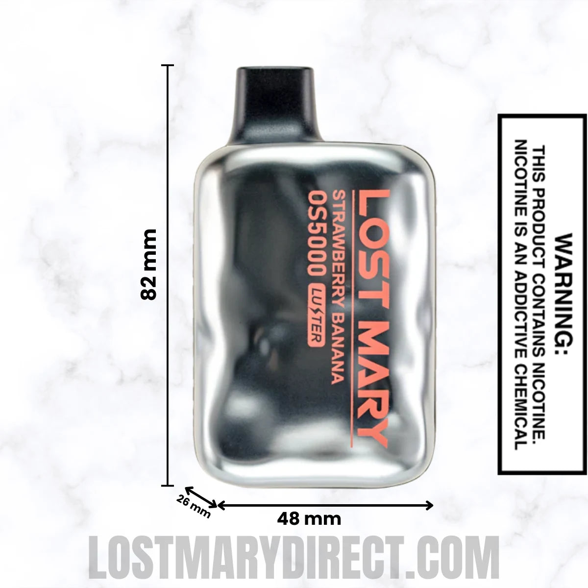 Strawberry Banana Lost Mary OS5000 Luster Edition Vape Dimensions