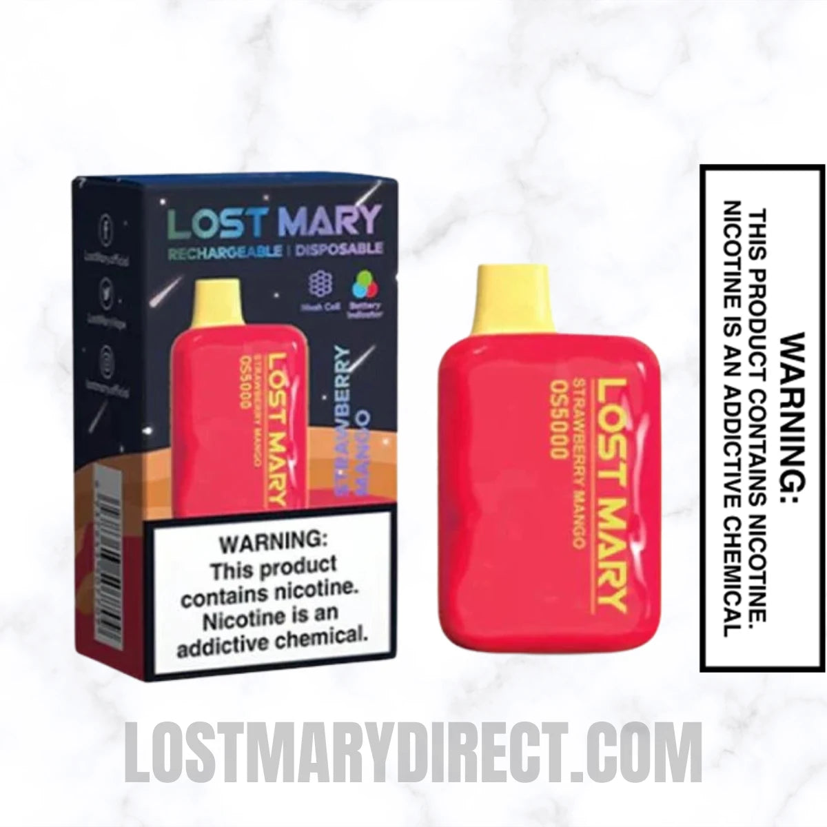 Strawberry Mango Lost Mary OS5000 Disposable Vape With Package Box