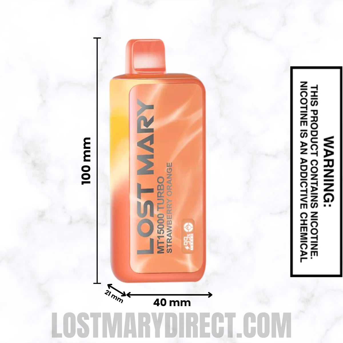 Strawberry Orange Lost Mary MT15000 TURBO Vape Dimension