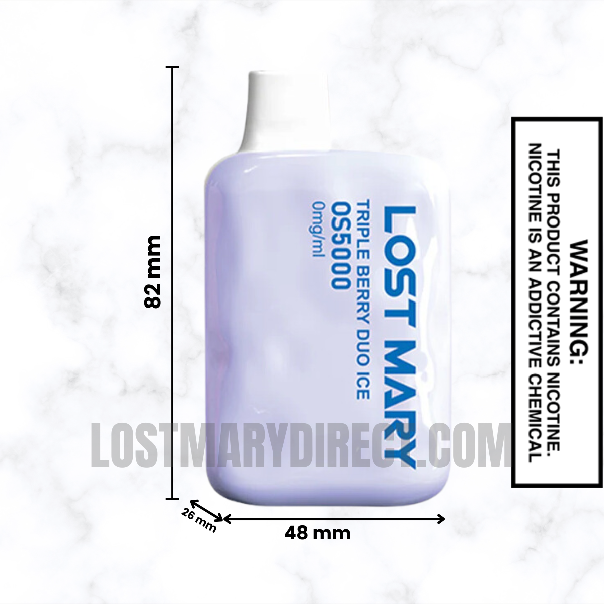 Triple Berry Duo Ice Lost Mary OS5000 Zero Nicotine Vape Dimension