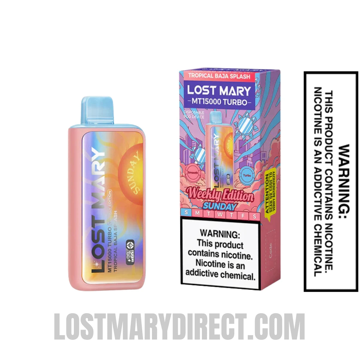 Tropical Baja Splash Lost Mary MT15000 TURBO (Sunday) Vape With Package Box