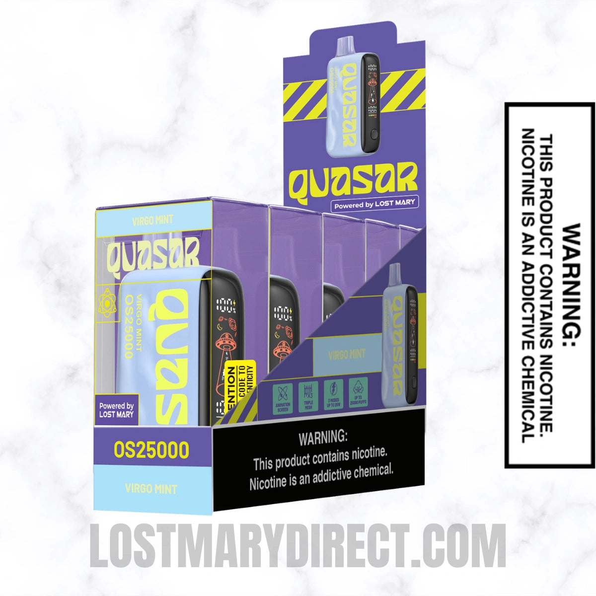 Virgo Mint Lost Mary Quasar OS25000 Diposable Vape with pack of 5