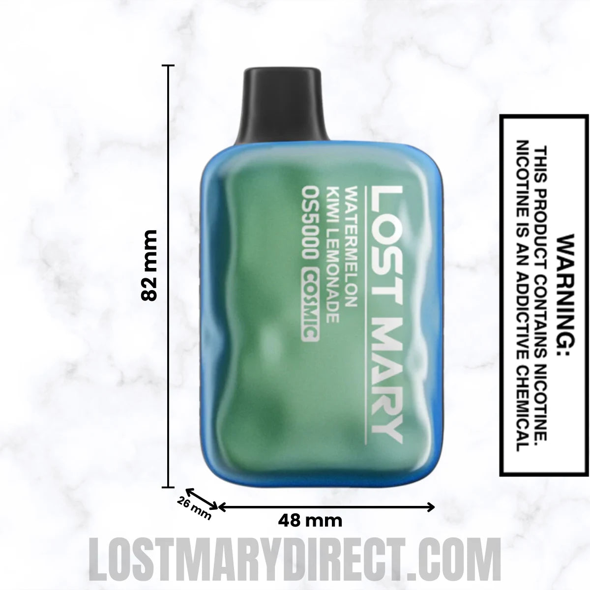 Watermelon Kiwi Lemonade Lost Mary OS5000 Cosmic Edition Vape Dimensions