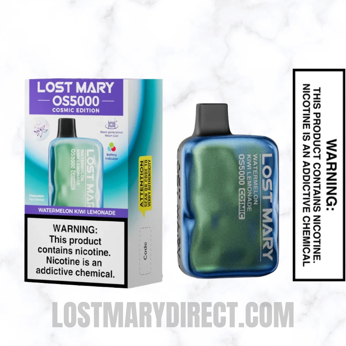 Watermelon Kiwi Lemonade Lost Mary OS5000 Cosmic Edition Vape With Package Box