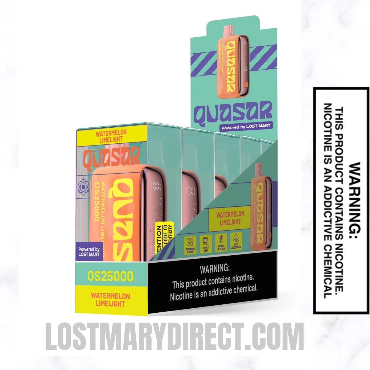 Watermelon Limelight Lost Mary Quasar OS25000 Diposable Vape with pack of 5