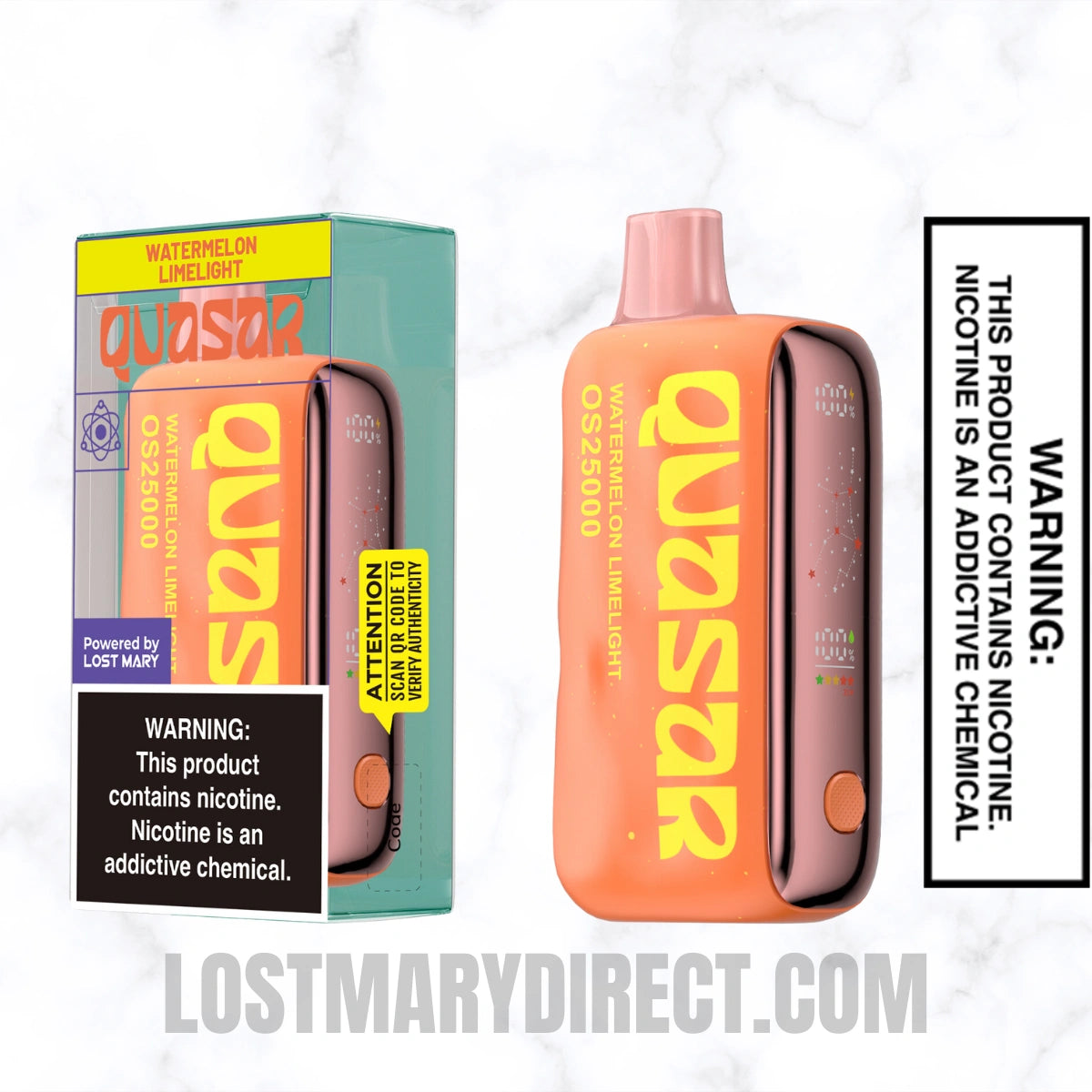 Watermelon Limelight Lost Mary Quasar OS25000 Diposable Vape with package box