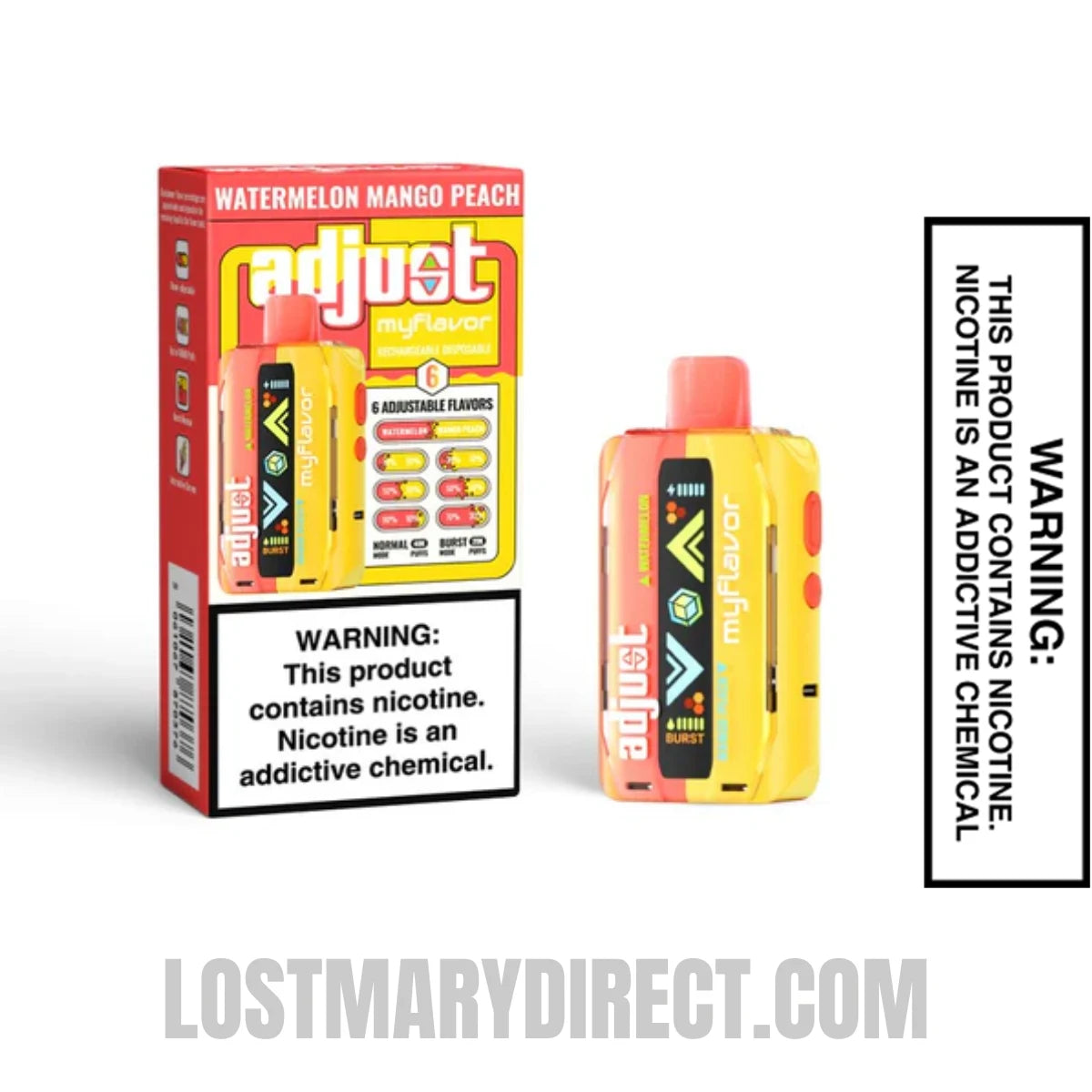 Watermelon Mango Peach Adjust MyFlavor 40K Disposable Vape with Package Box