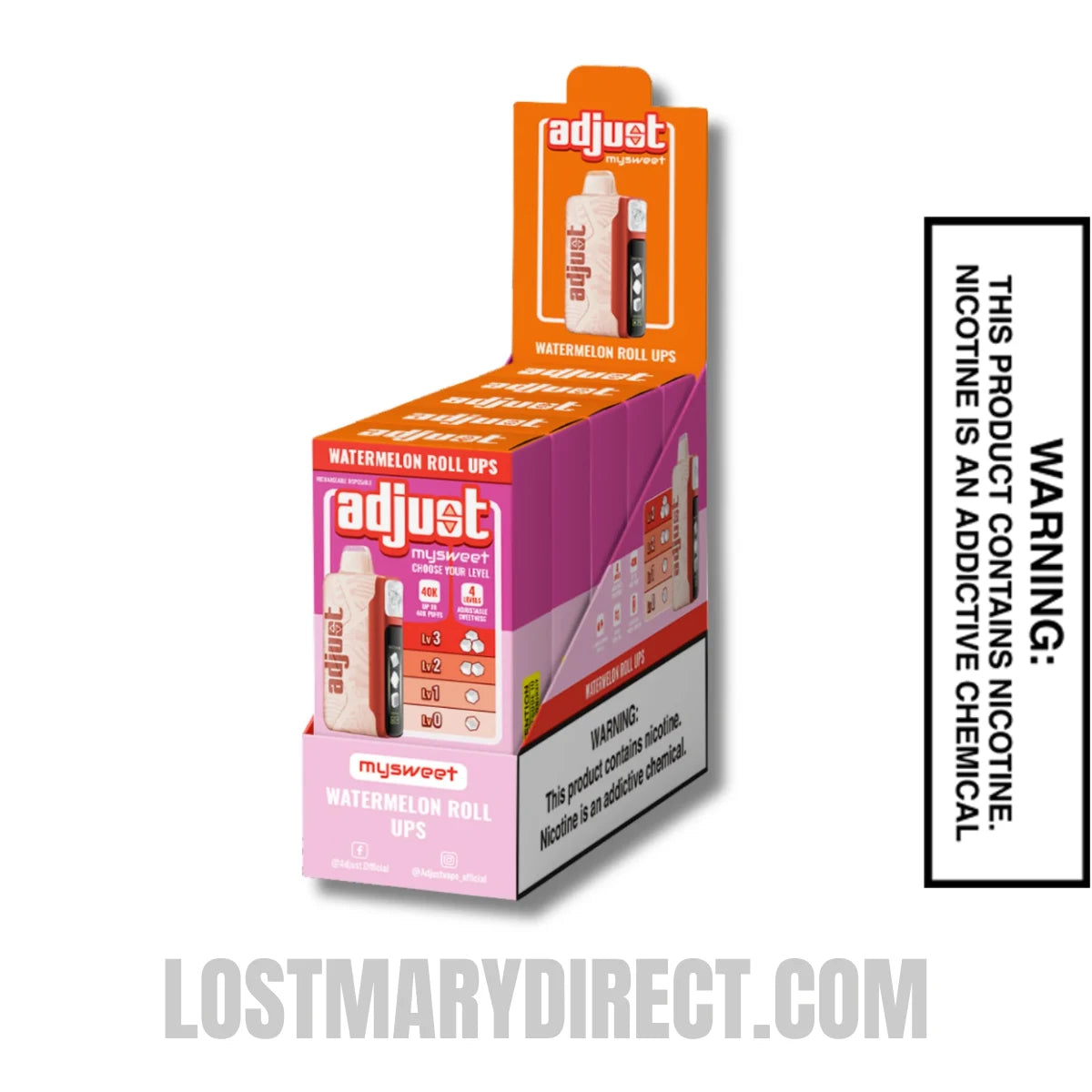 Watermelon Roll Ups Adjust MySweet 40K Disposable Vape with Bundle box