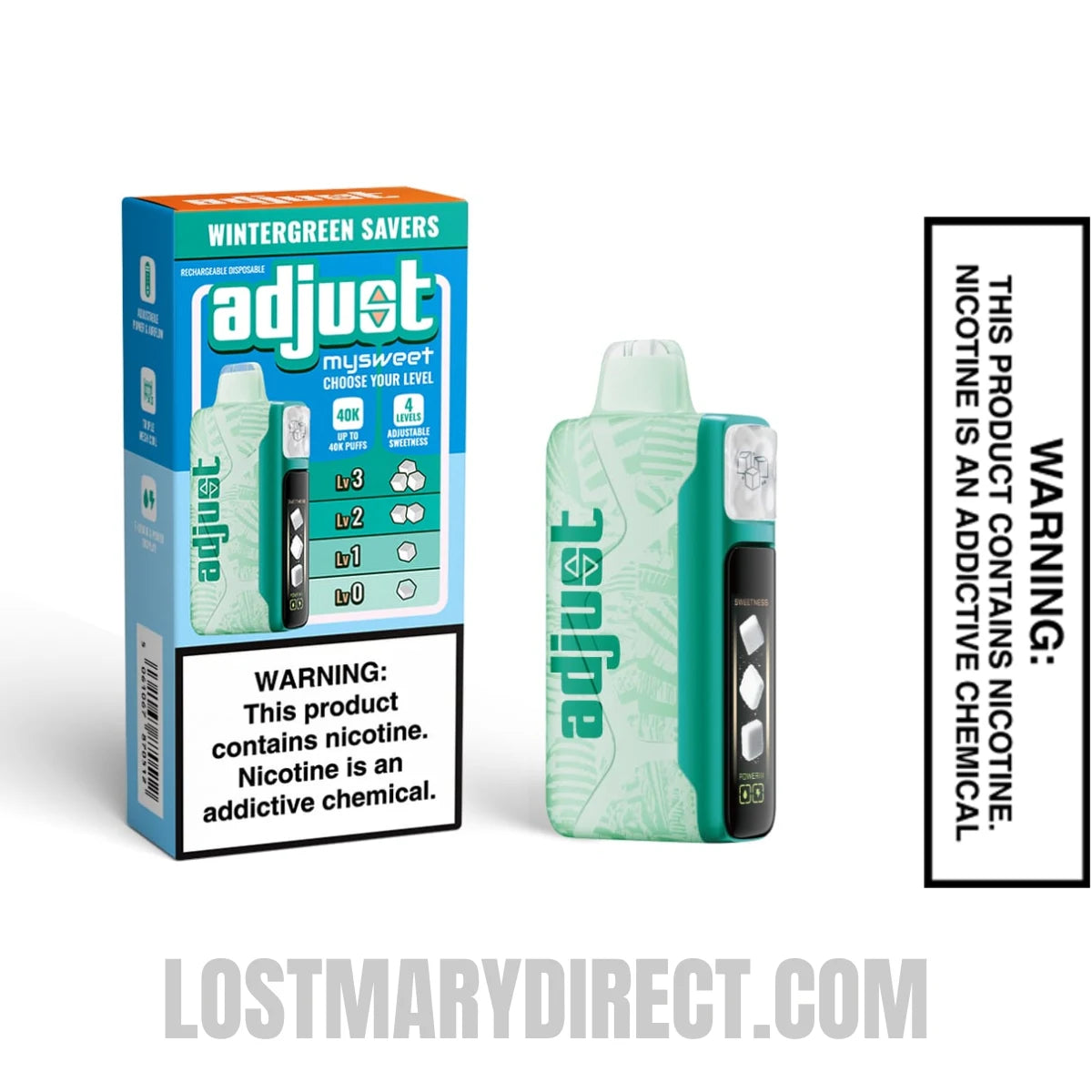 Wintergreen Savers Adjust MySweet 40K Disposable Vape with Package Box